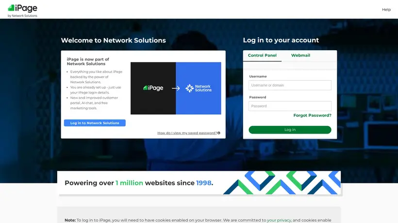 iPage homepage screenshot