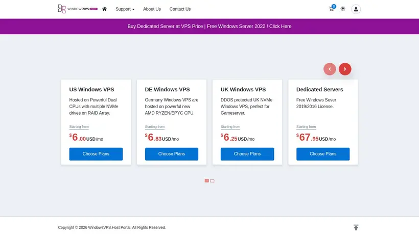 iPortal Host homepage screenshot