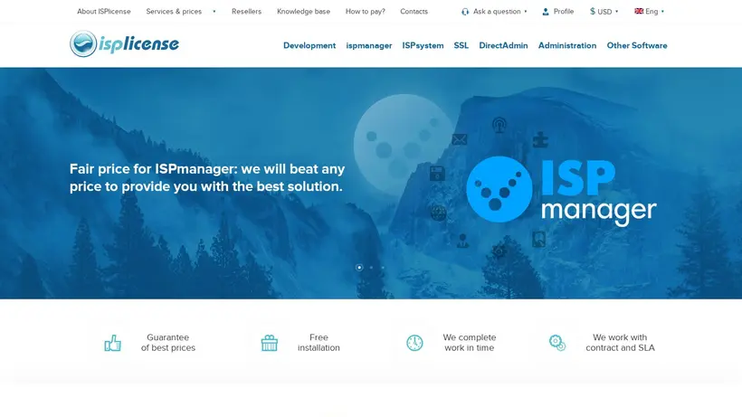 ISP License homepage screenshot