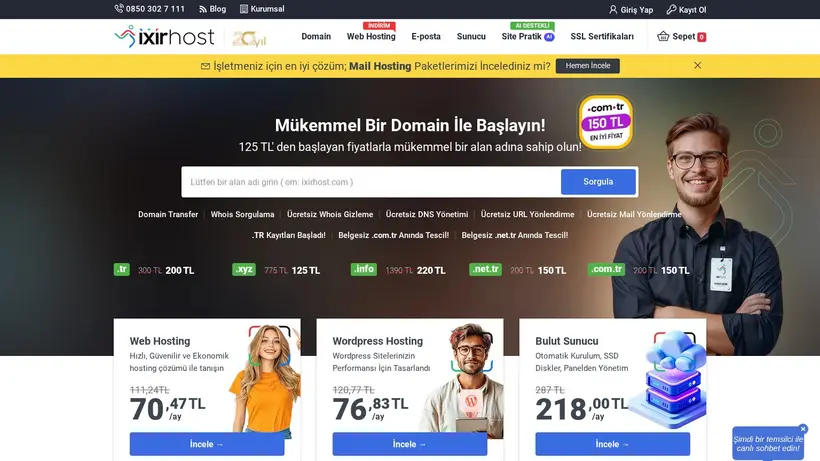 İxir Host homepage screenshot