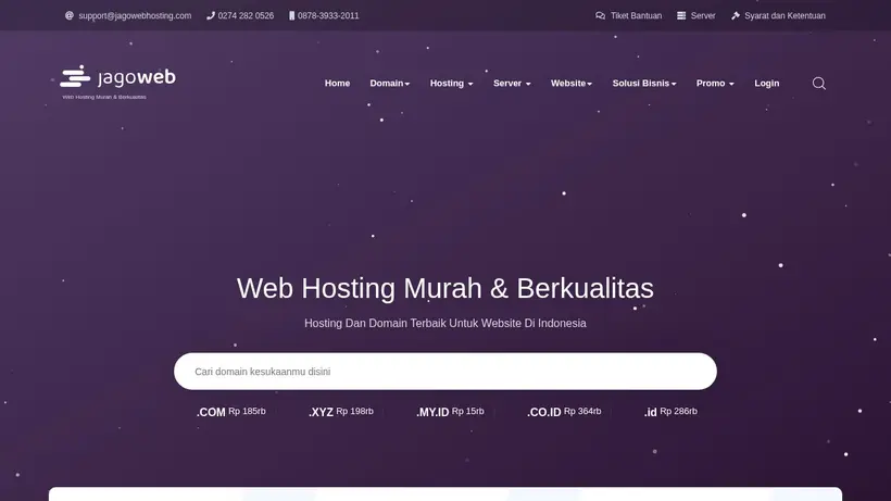 Jago Web homepage screenshot