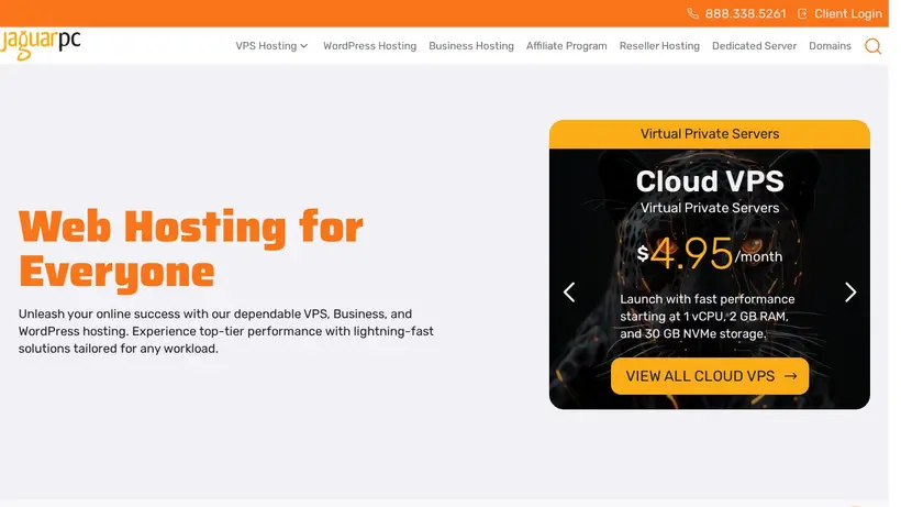 JaguarPC homepage screenshot