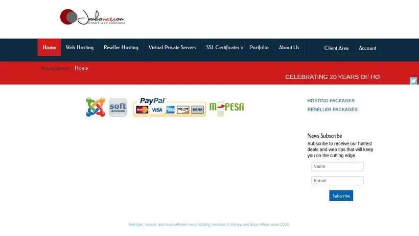 Jambonex homepage screenshot