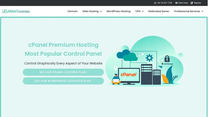Jimat Hosting homepage screenshot