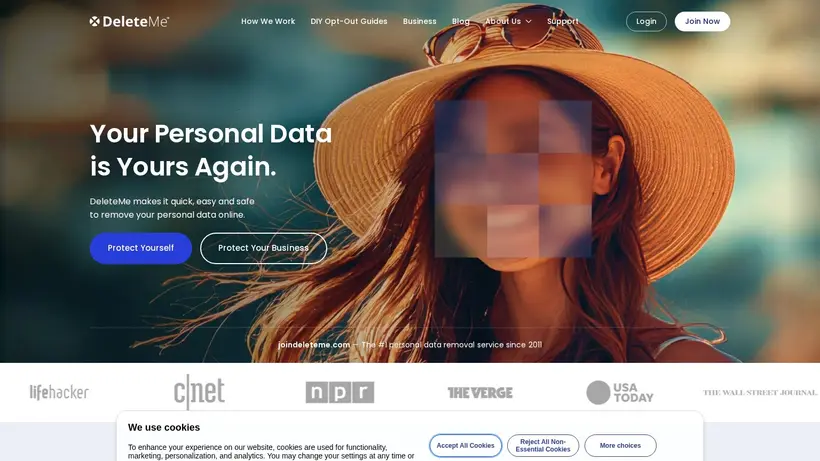 Join Delete Me homepage screenshot