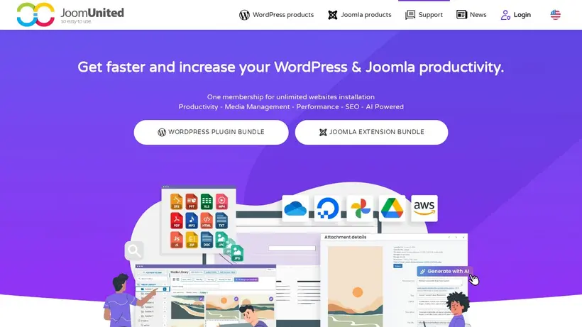 JoomUnited homepage screenshot