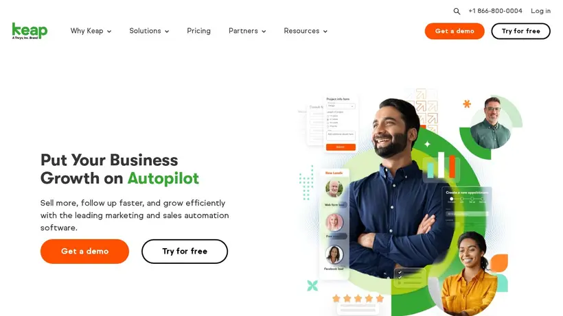 Keap homepage screenshot