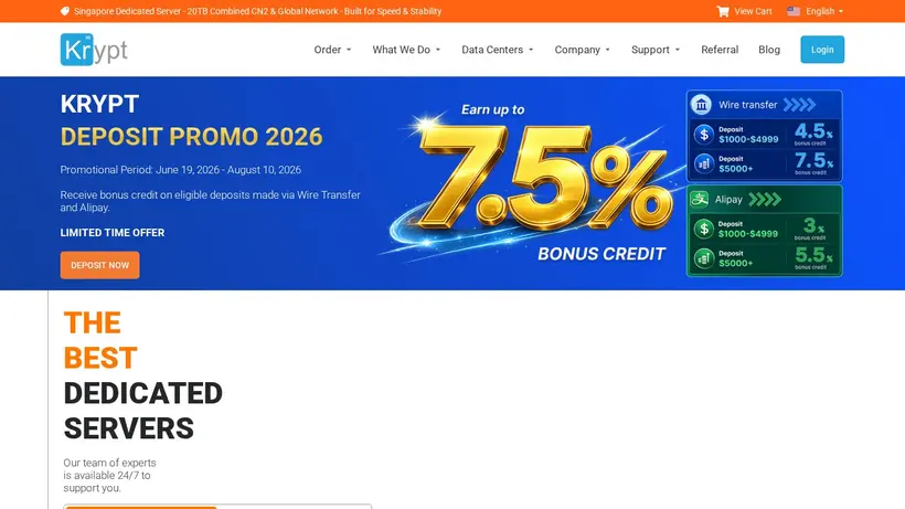Krypt Cloud homepage screenshot