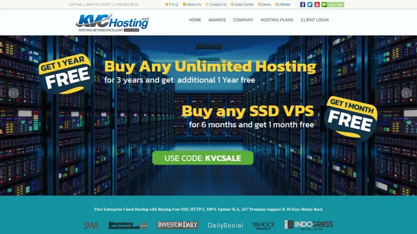 KVChosting homepage screenshot
