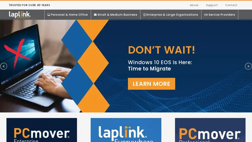 Laplink homepage screenshot