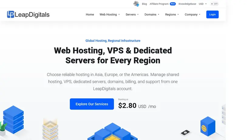 Leap Digitals homepage screenshot