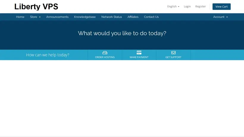 Liberty VPS homepage screenshot