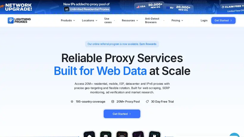 Lightning Proxies homepage screenshot