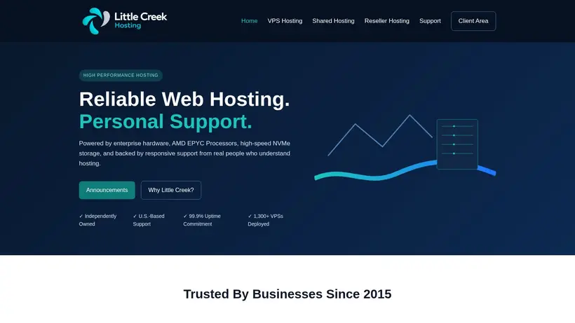 Little Creek Hosting homepage screenshot