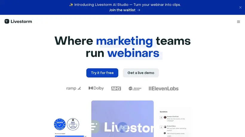 Livestorm homepage screenshot