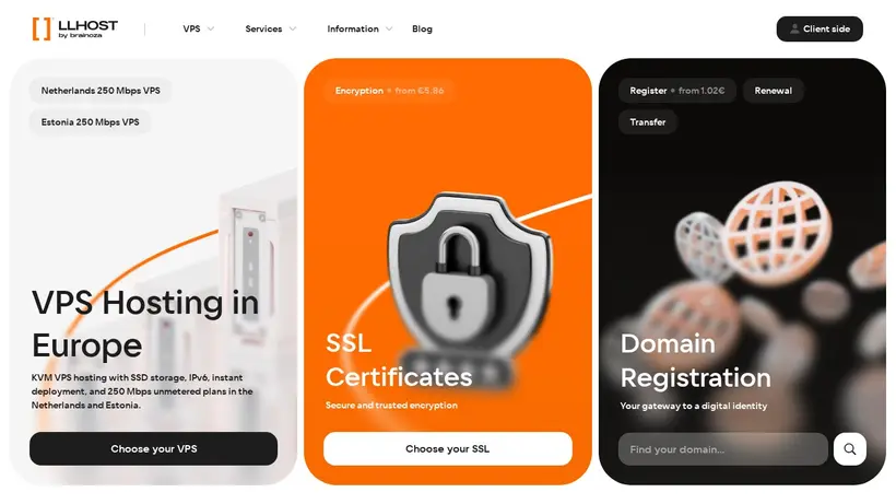 LLHost homepage screenshot