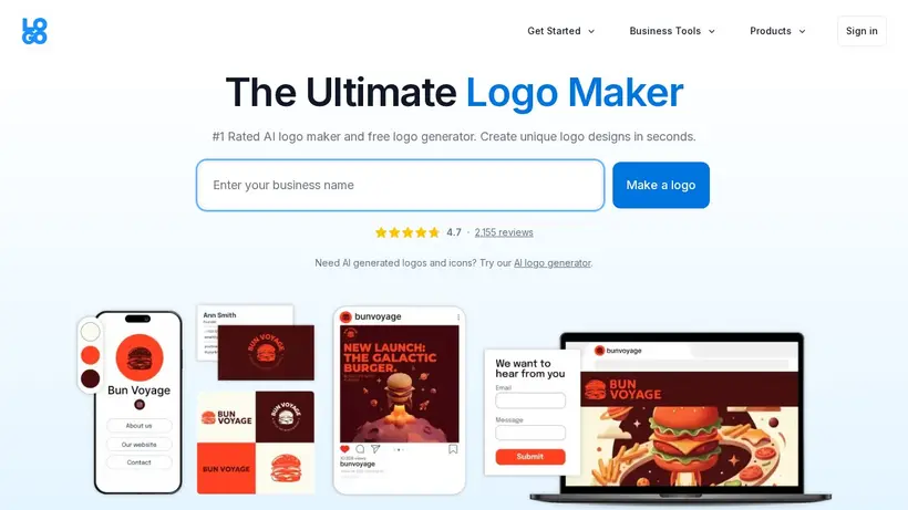 Logo.com homepage screenshot