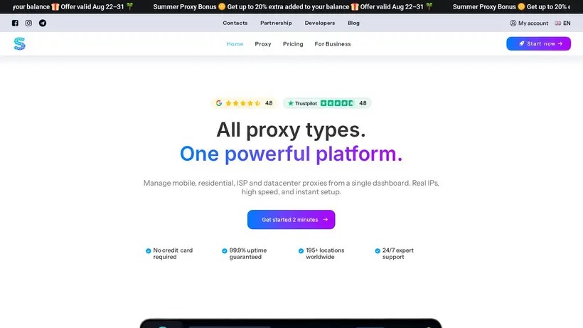 LTE Socks homepage screenshot