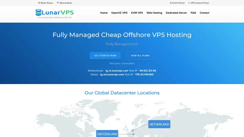 Lunar VPS homepage screenshot