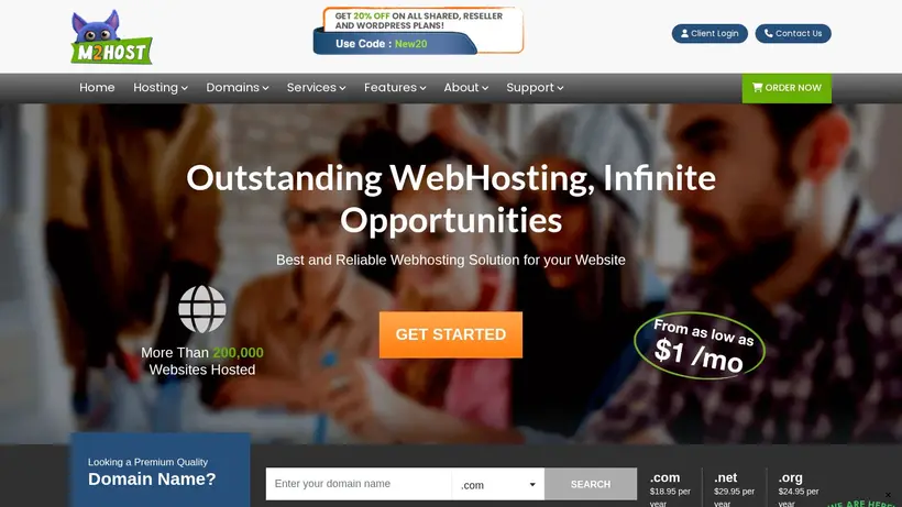 M2Host homepage screenshot