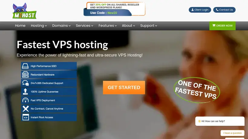M2Host homepage screenshot
