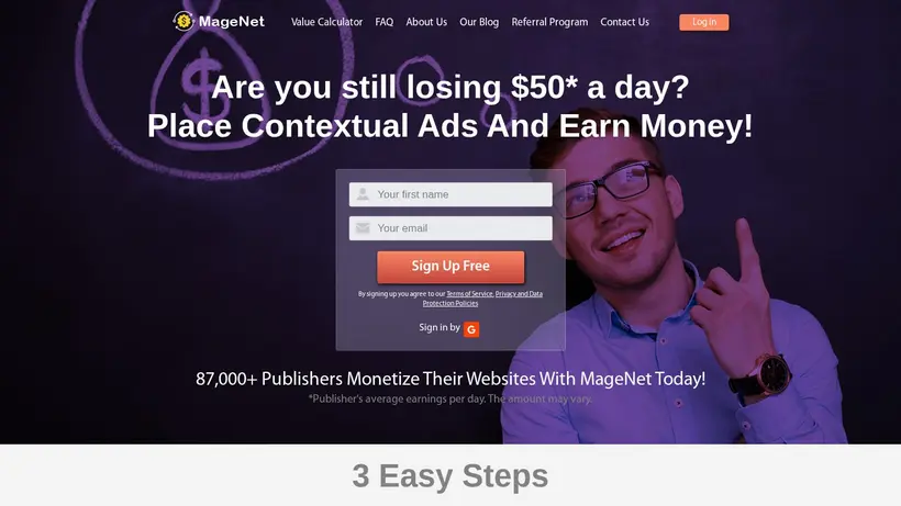 Magenet homepage screenshot