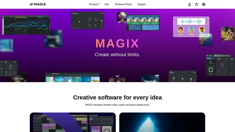 Magix homepage screenshot