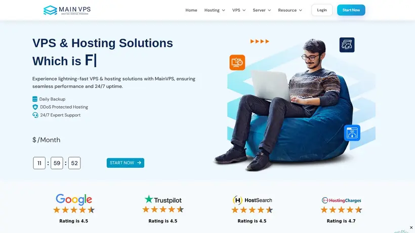 Main VPS homepage screenshot