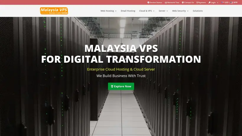 Malaysia VPS homepage screenshot