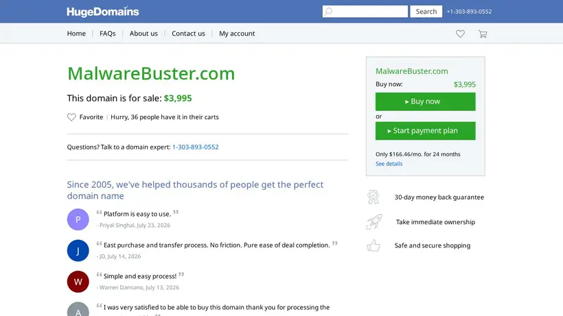 Malware Buster homepage screenshot