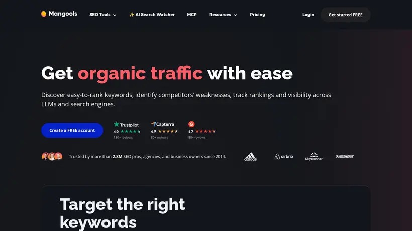 Mangools homepage screenshot