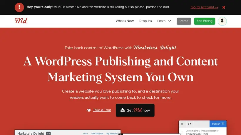 Marketers Delight homepage screenshot