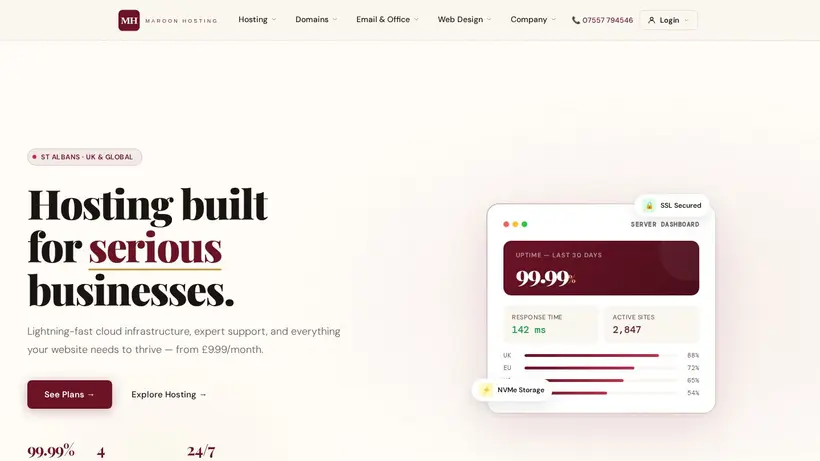 Maroon Hosting homepage screenshot
