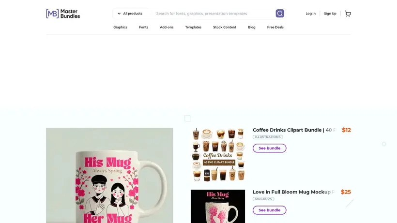 Master Bundles homepage screenshot