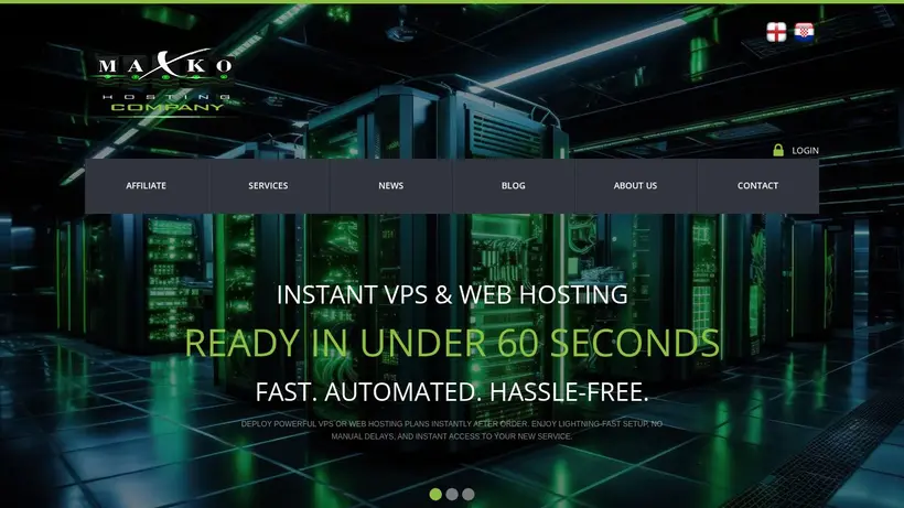 Maxko Hosting homepage screenshot