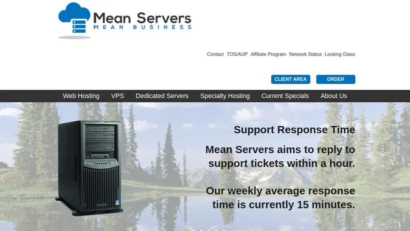 Mean Servers homepage screenshot