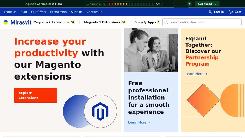 Mirasvit homepage screenshot
