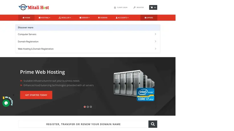 Mitali Host homepage screenshot