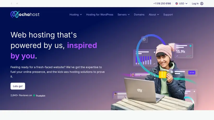 Mocha Host homepage screenshot