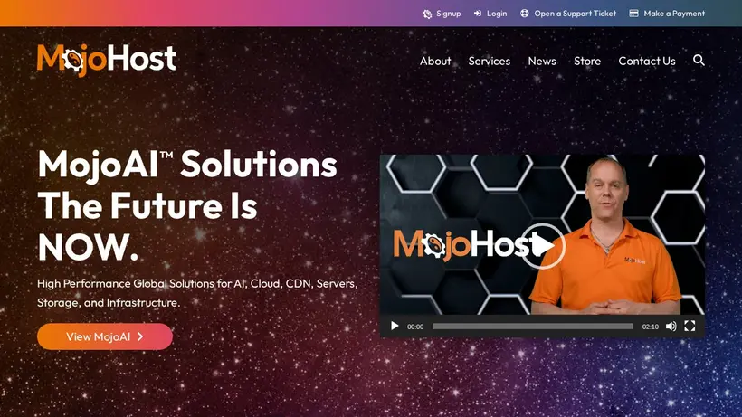 MojoHost homepage screenshot