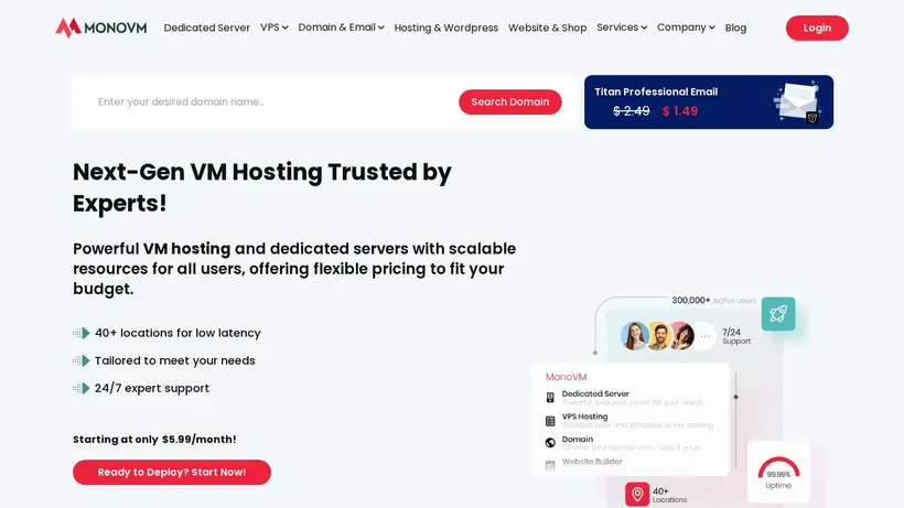 MonoVM homepage screenshot