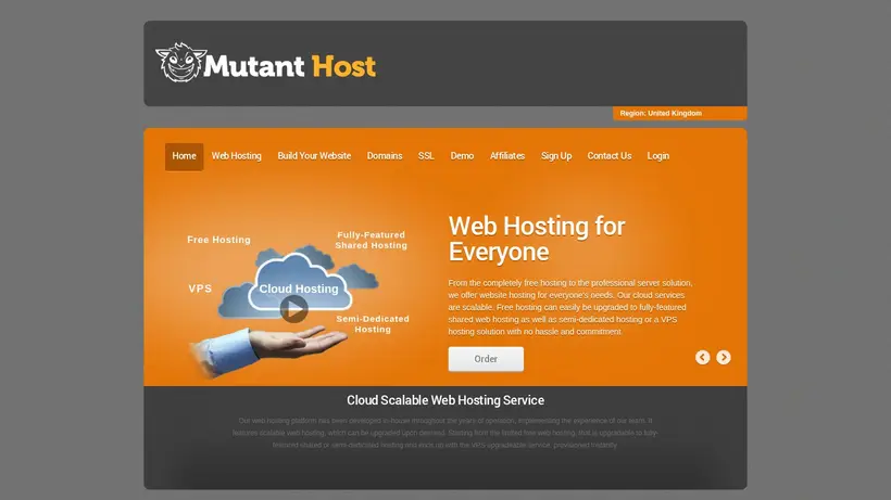 Mutant Host homepage screenshot