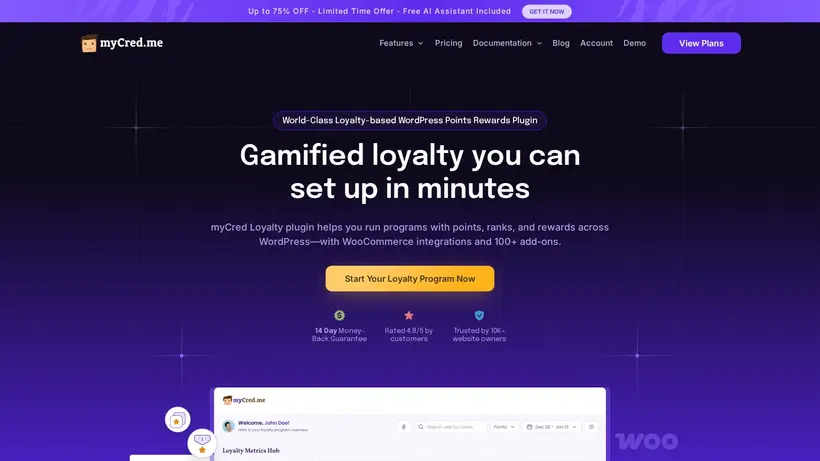 myCred homepage screenshot