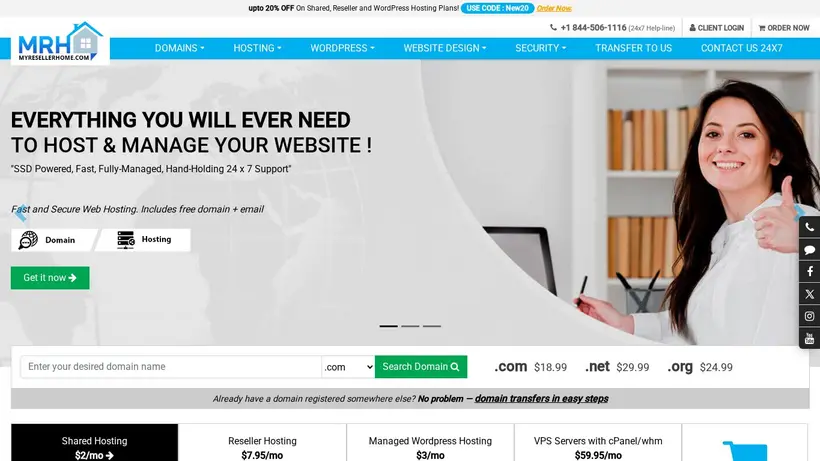My Reseller Home homepage screenshot