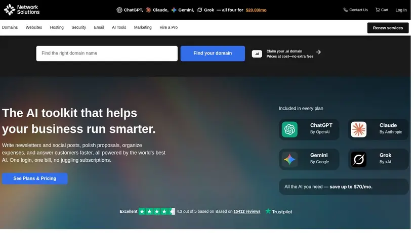Network Solutions homepage screenshot