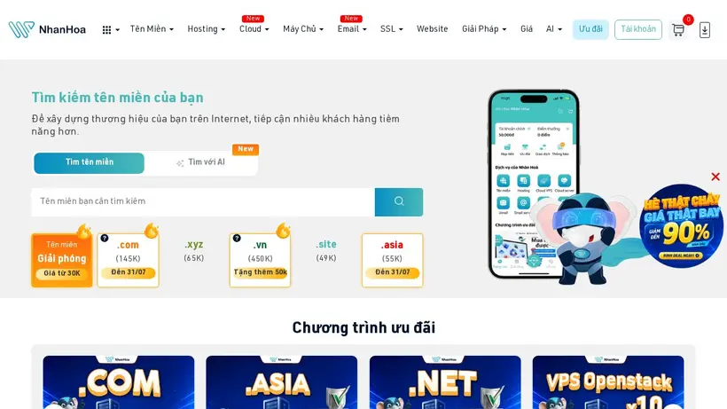 Nhanhoa homepage screenshot
