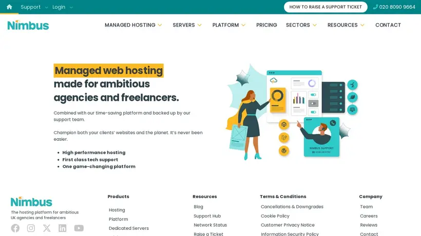 Nimbus Hosting homepage screenshot