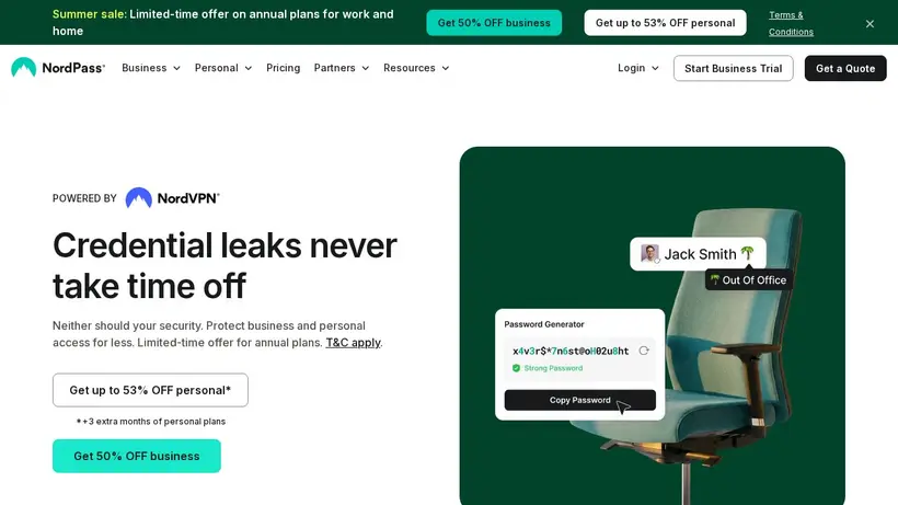 NordPass homepage screenshot