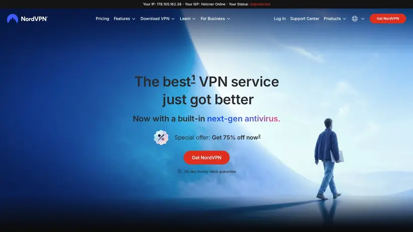 NordVPN homepage screenshot