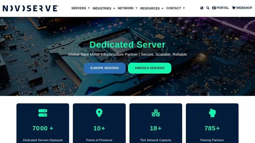 Novo Serve homepage screenshot